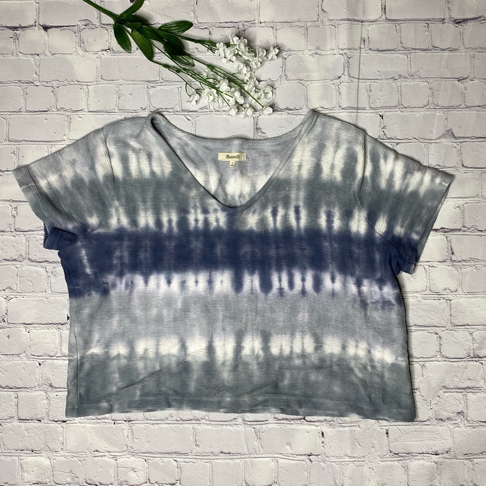 Women’s Madewell Gray and Blue Tie Dye Crop Top Medium
